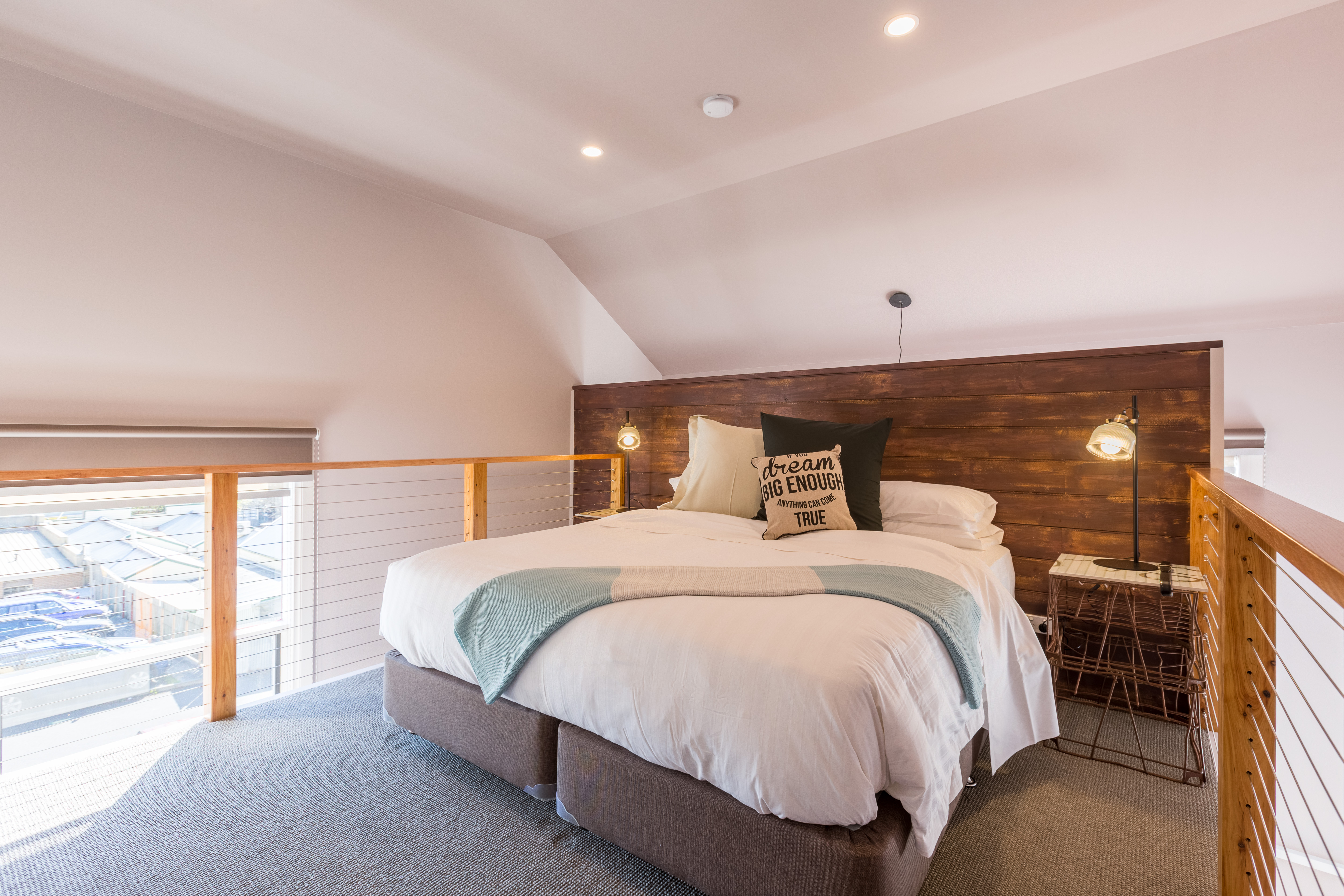 King gallery bed and cushions