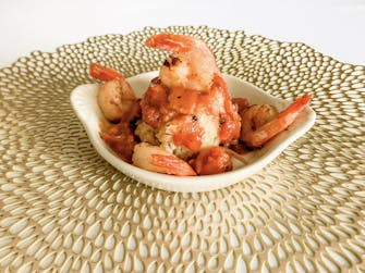 Shrimp & Grits with tomato bacon jam at The Victorian on Main, Fairfield, Il