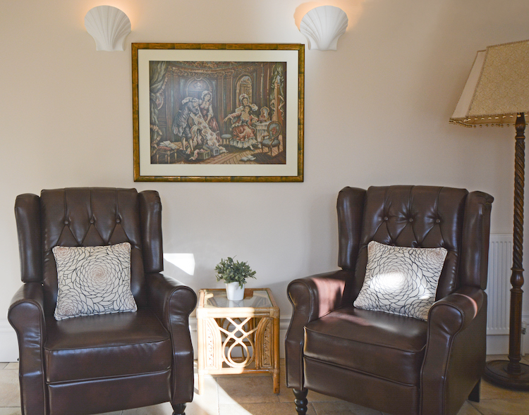 Haven Hall Hotel Garden Suite 2 leather chairs