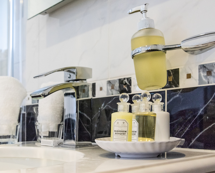 Haven Hall Hotel Bedroom 5 Penhaligon Toiletries and basin