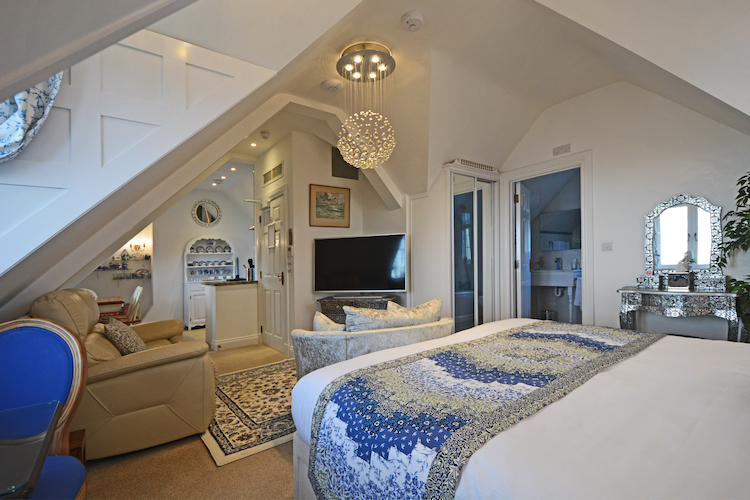 Haven Hall Hotel Sea View 3 Suite bedroom view towards kitchen