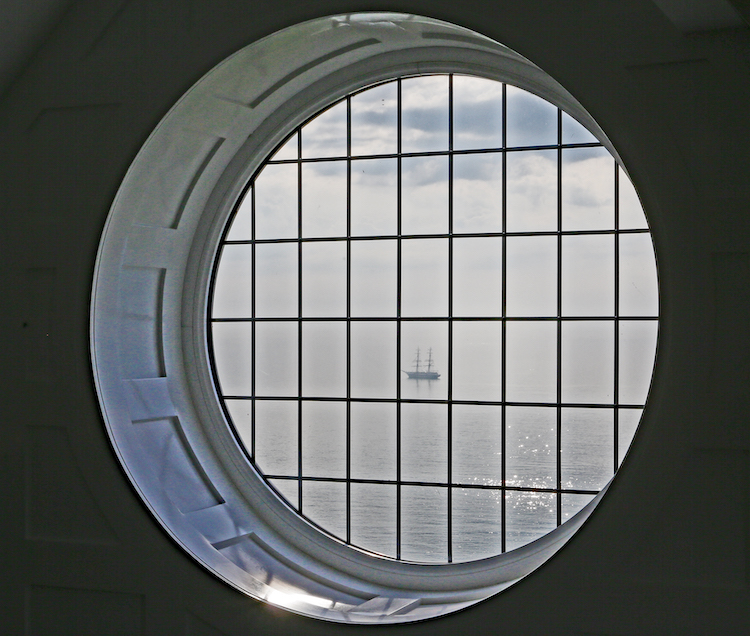 Haven Hall Hotel Penthouse Round Window with tall ship