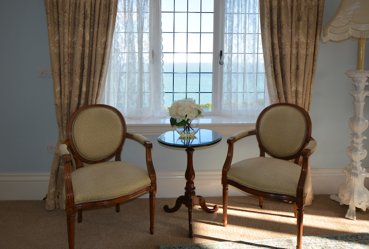 Haven Hall Hotel Bedroom 1 chairs & sea