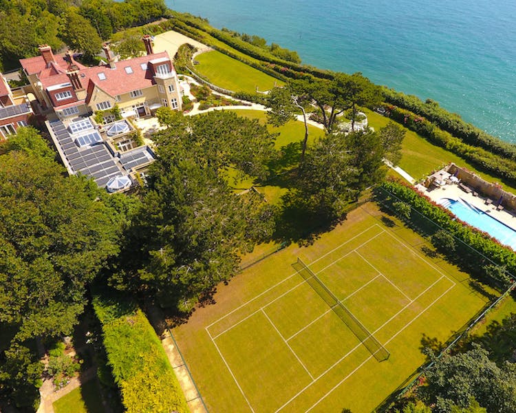 Haven Hall Hotel aerial view of grass tennis court