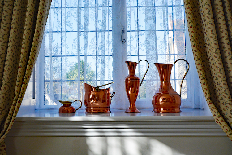 Haven Hall Hotel Bedroom 4 copper jugs