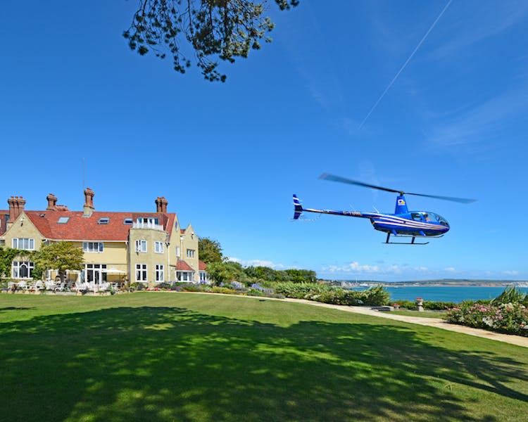 Haven Hall Hotel helicopter taking off