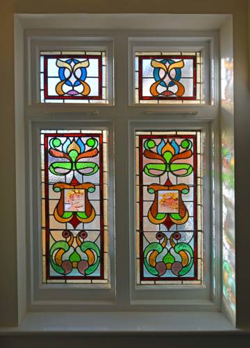 Haven Hall Hotel Garden Suites Front door stained glass