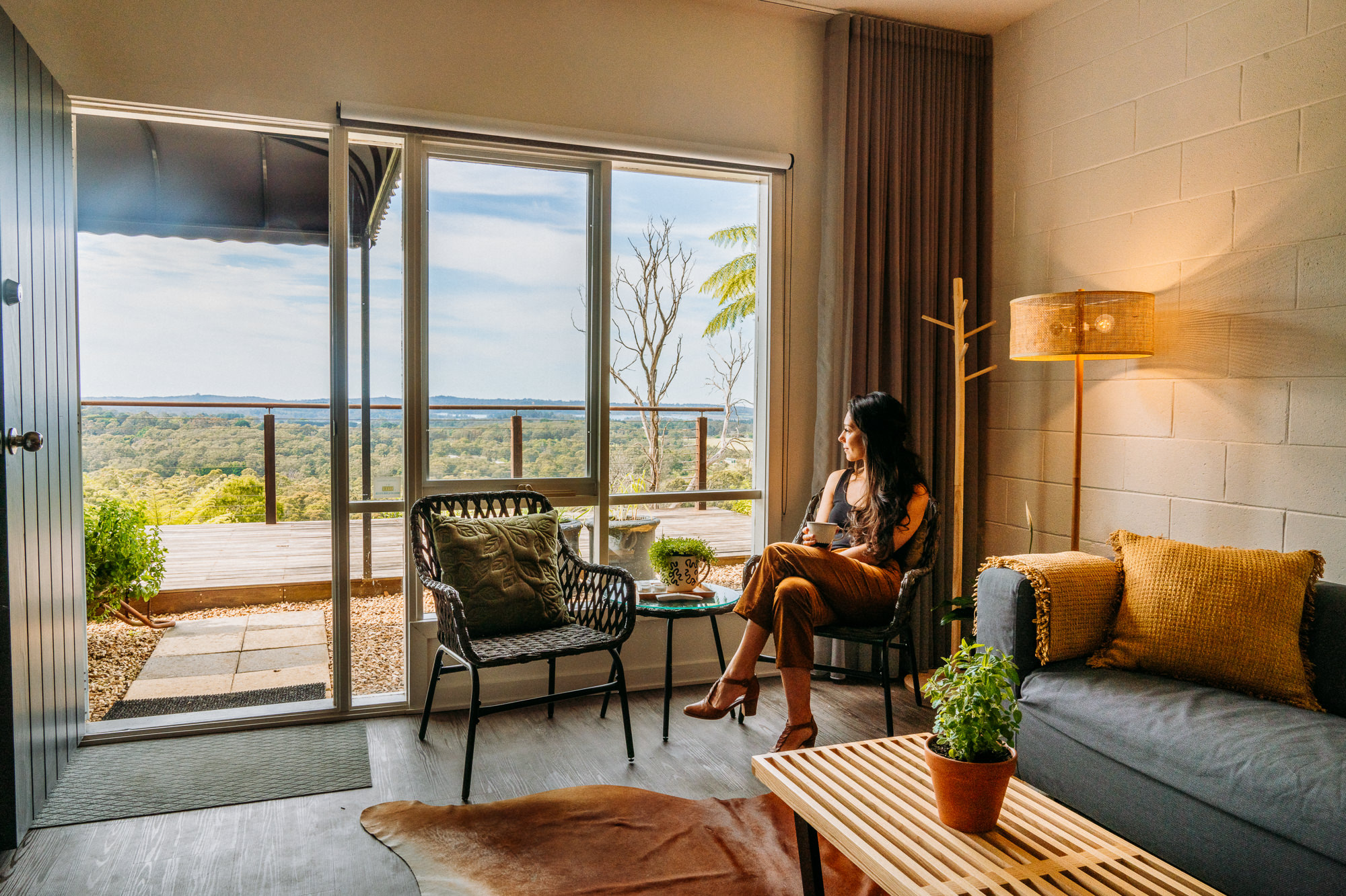 Woman looking outside