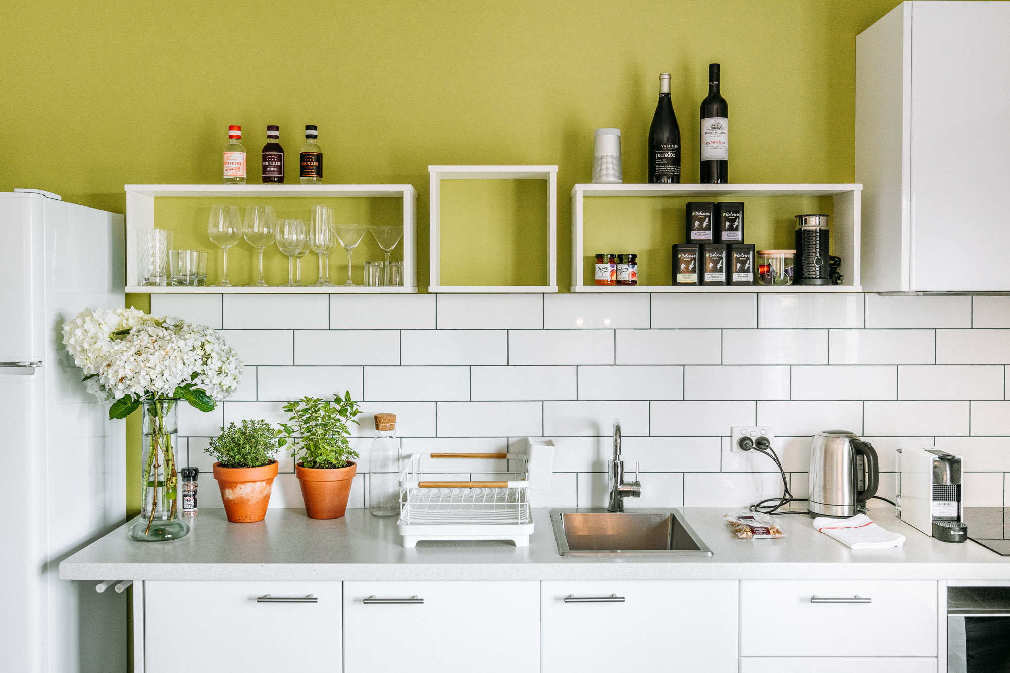 Kitchen with shelves