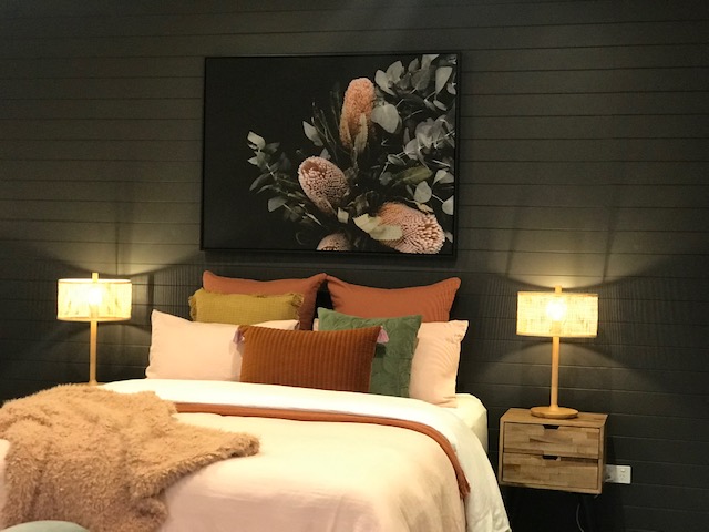 Bedroom with Bold Botanical Artwork