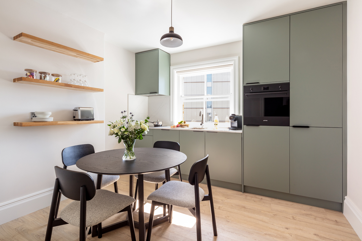 modern kitchen with 4 person seating area