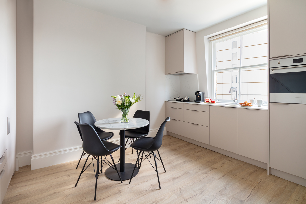 modern kitchen with 4 person seating area