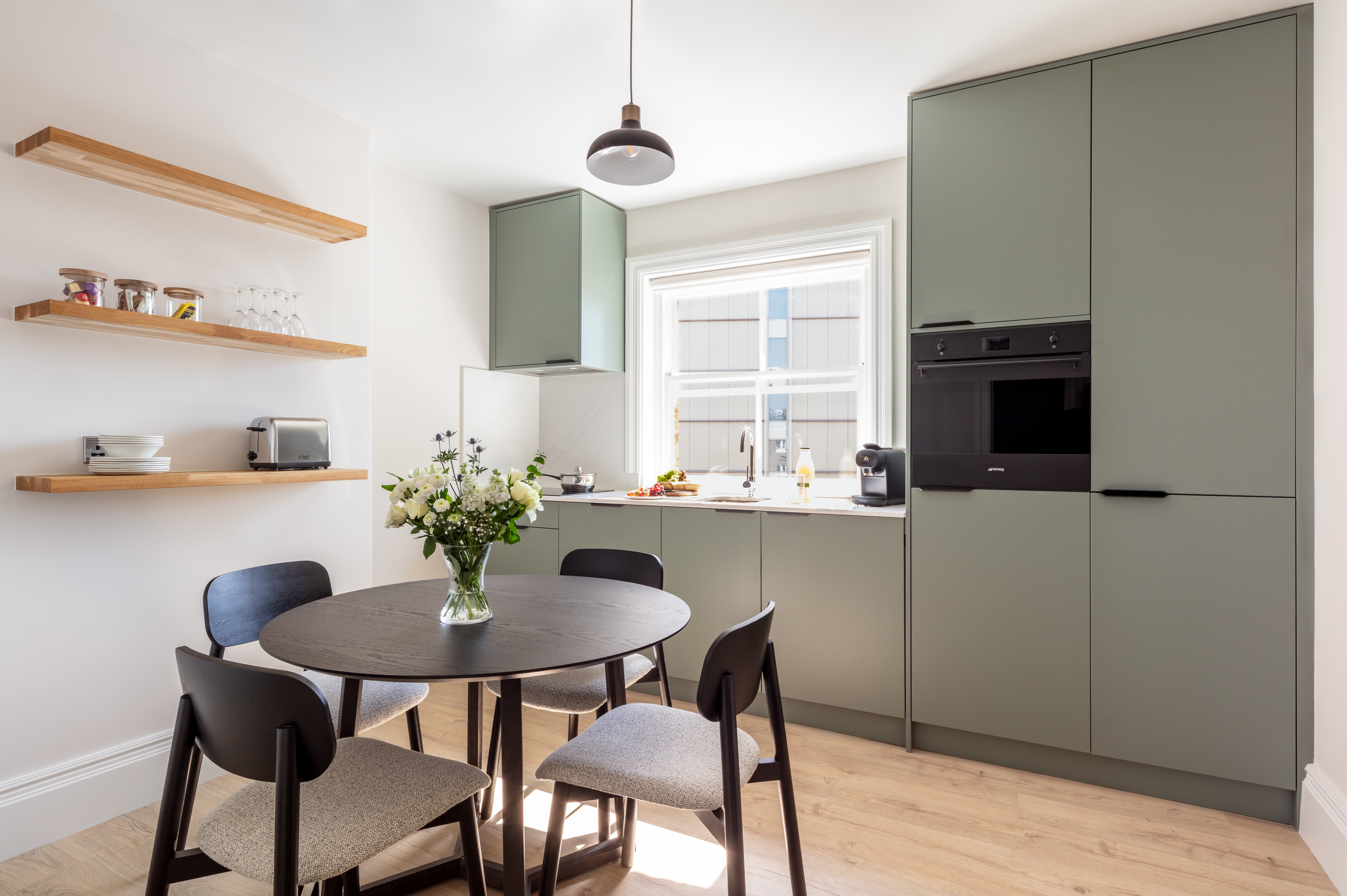 modern kitchen with 4 person seating area