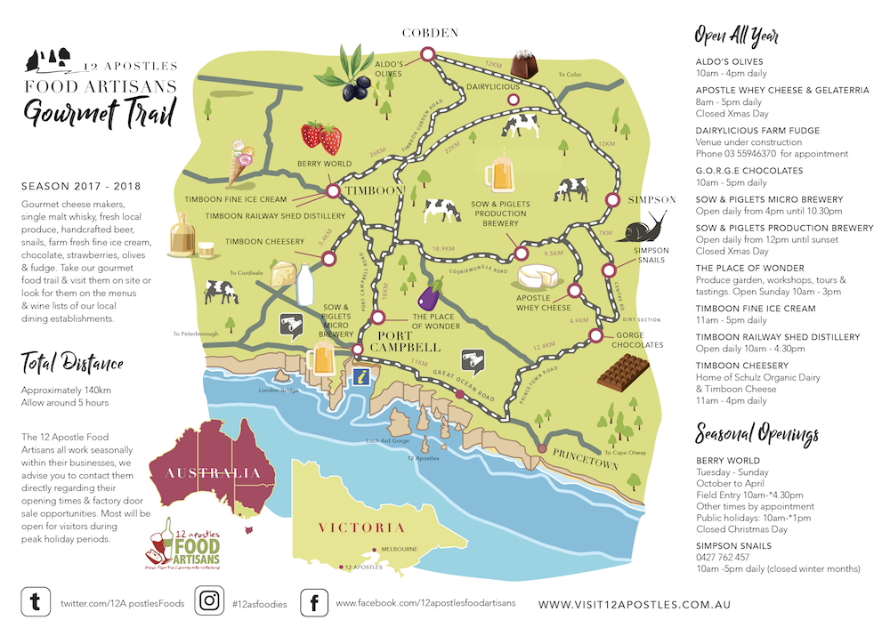 12 Apostles Food Artisan Gourmet Trail map