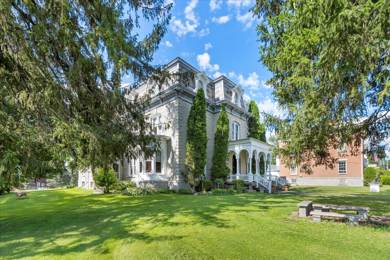 Side view outdoors at the Limestone Mansion