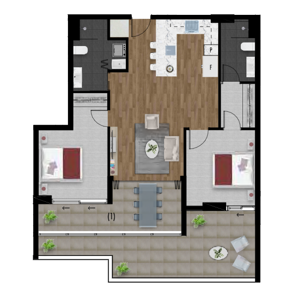 2 bedroom hillside view 99m2