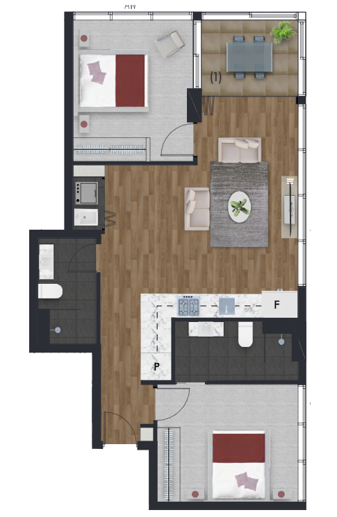 2-bedroom city view 73m2