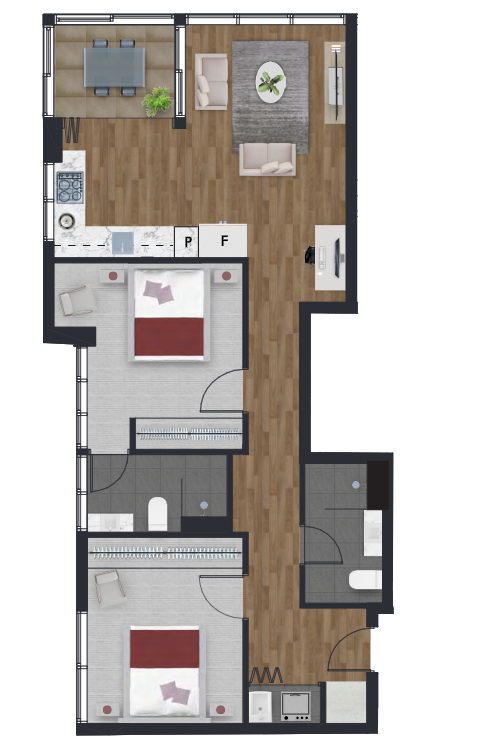 2 bedroom urban 76m2