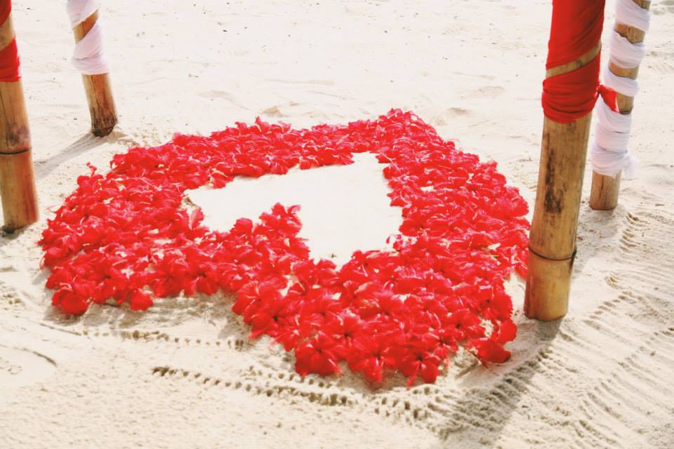 Floral Heart in the Sand! erakor island Beach perfect wedding in Vanuatu