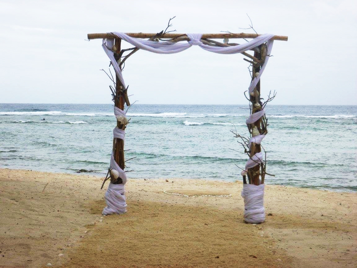 Sunset Beach Wedding Arch Wedding on Calypso Beach erakor island resort Vanuatu