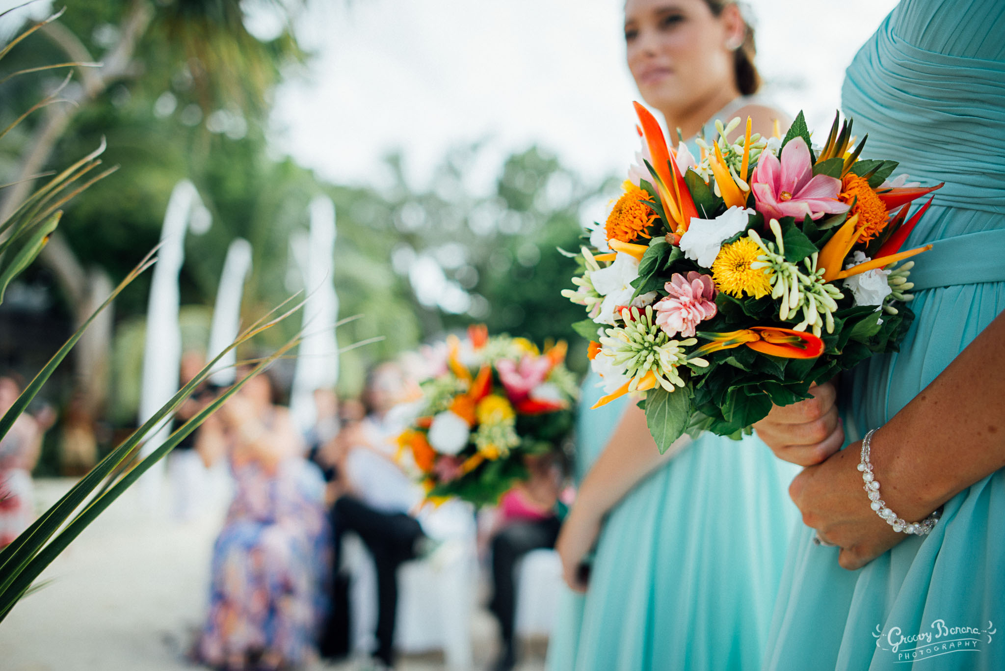 Bridesmaid posy erakor island resort wedding flowers #erakorislandresort #tropicalbridalbouquet
