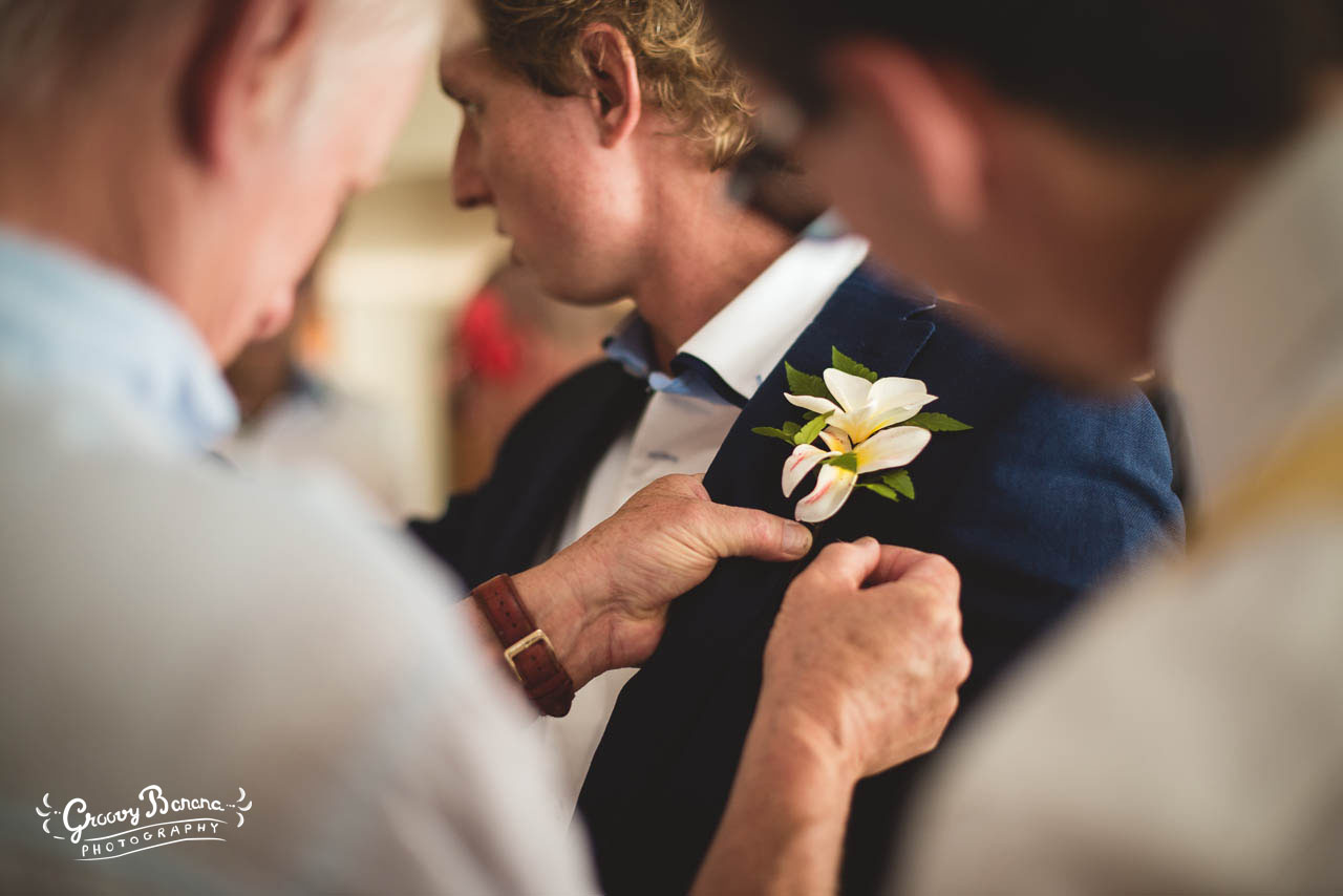Grooms buttonhole erakor wedding flowers #erakorbeachweddings #weddingceremonyonthebeachsouthpacific #vanuatuislandweddings
