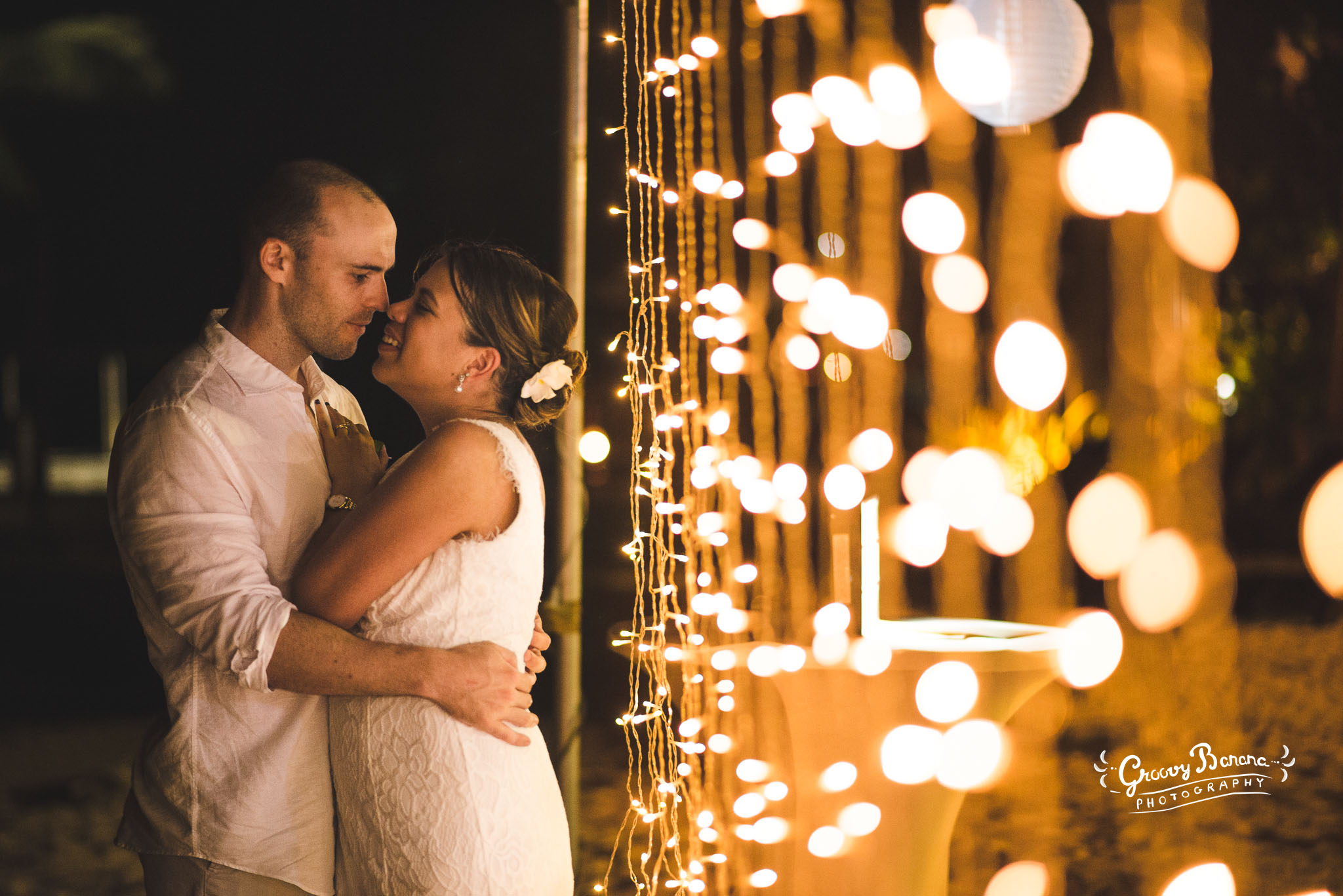 Fairy lights add that romantic touch to your reception decor #erakorbeachweddings #weddingreceptionthebeachsouthpacific