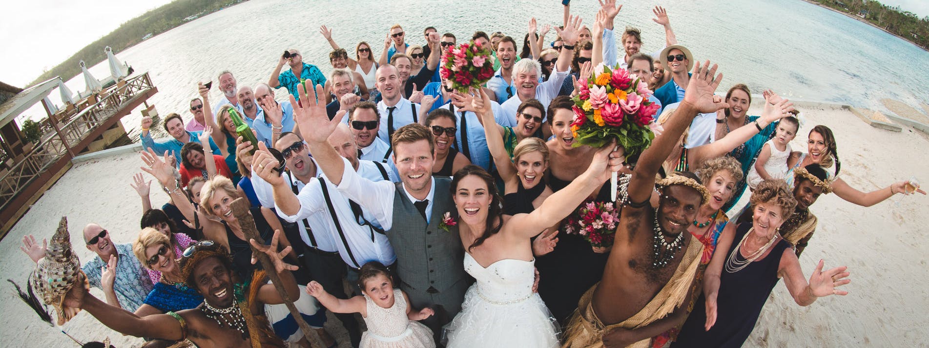 Wedding Family & Friends photo on Coconut Beach #erakorbeachweddings #weddingceremonyonthebeachsouthpacific
