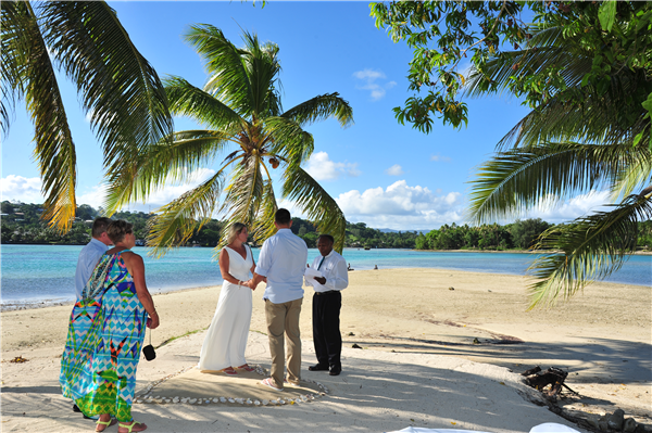 Wedding ceremony on Coconut Beach #erakorbeachweddings #weddingceremonyonthebeachsouthpacific #Vanuatutropicalbeachweddings