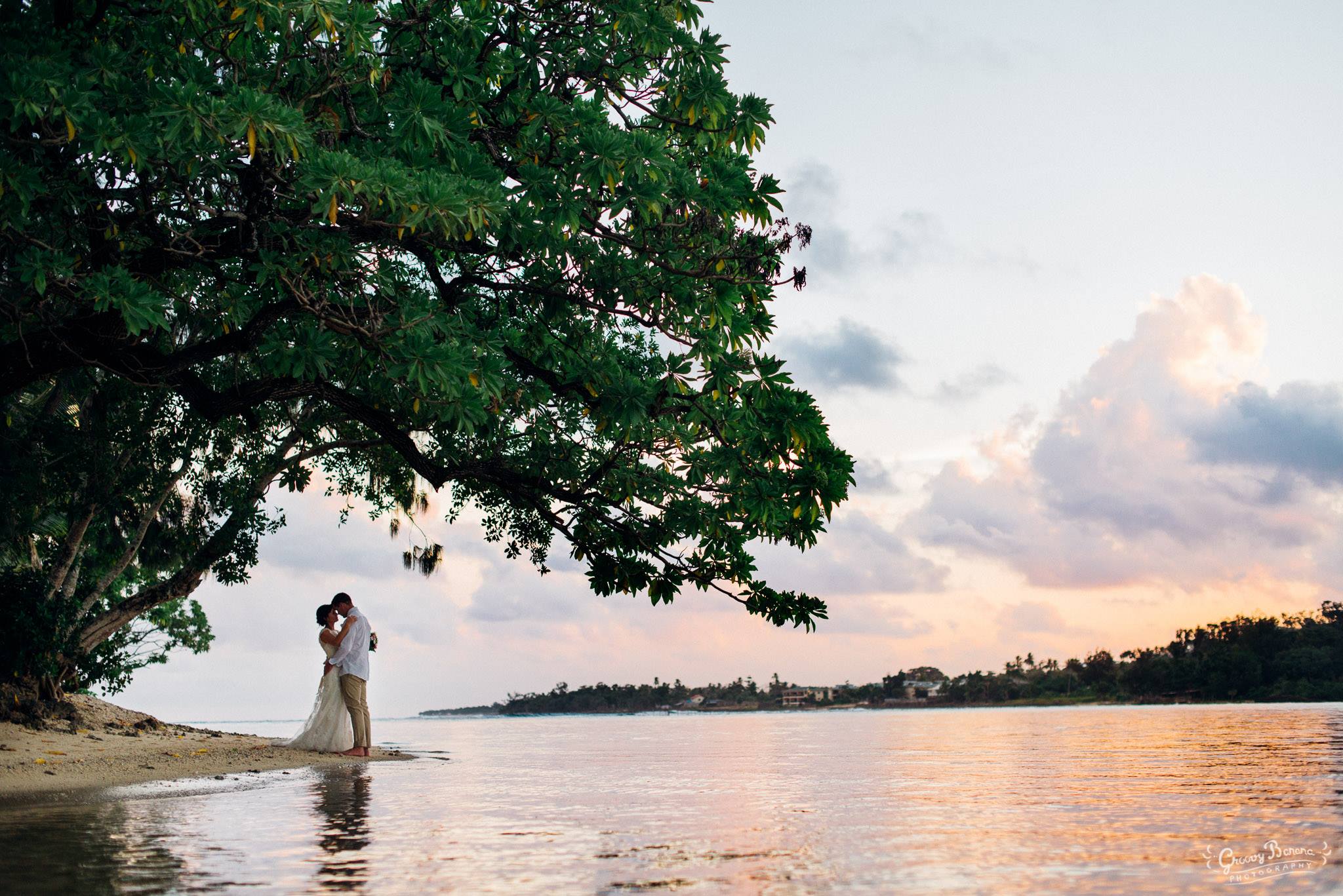Sharing a romantic moment on Sunset Beach #erakorbeachweddings #weddingceremonyonthebeachsouthpacific #Vanuatu