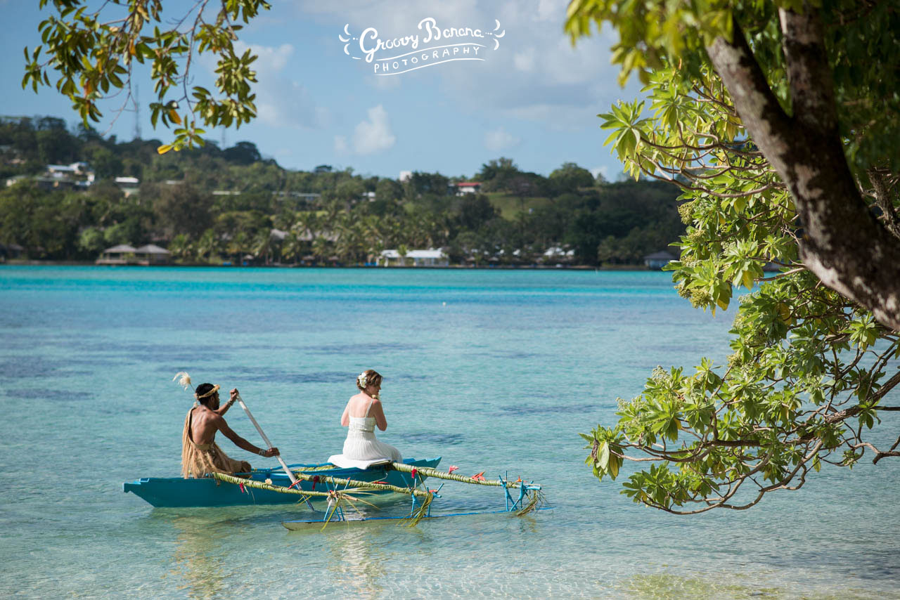 Arrive to your wedding on a traditional Outrigger Canoe bridal arrival #erakorbeachweddings #weddingceremonyonthebeach