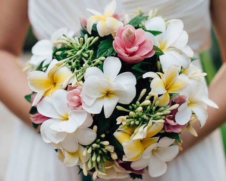 #erakorbeachweddings #weddingceremonyonthebeachsouthpacific #Vanuatutropicalbeachweddings frangipani bridal bouquet