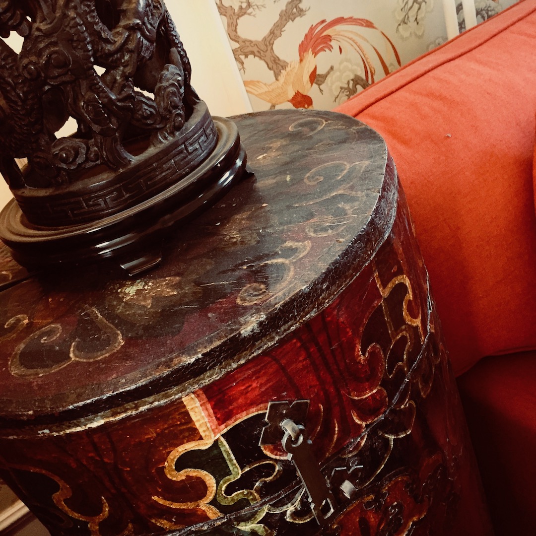 Antique Tibetan rice chest at Three Pheasants