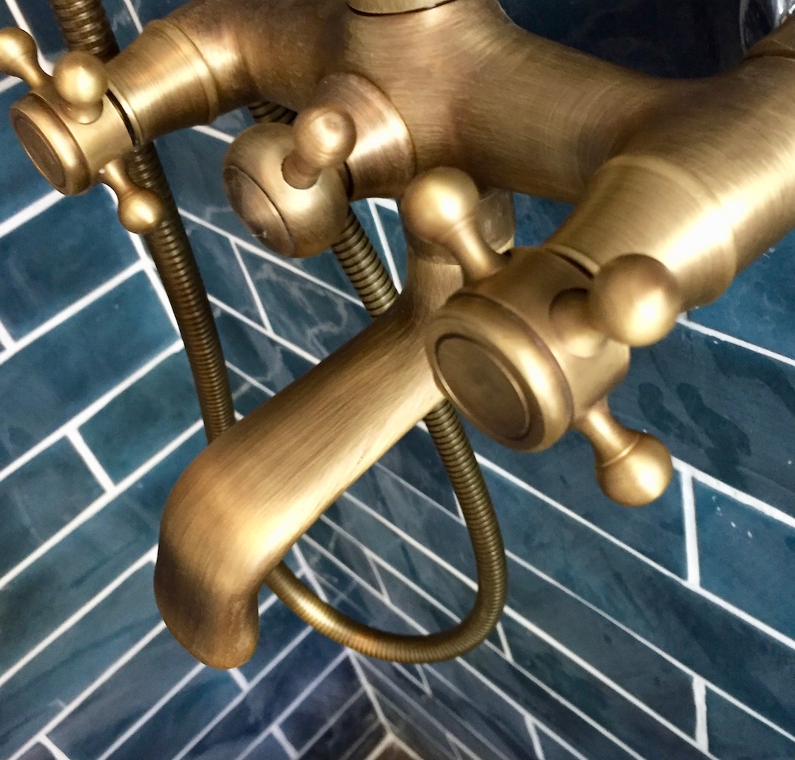 Close up of our brass taps to add to the retro shabby chic