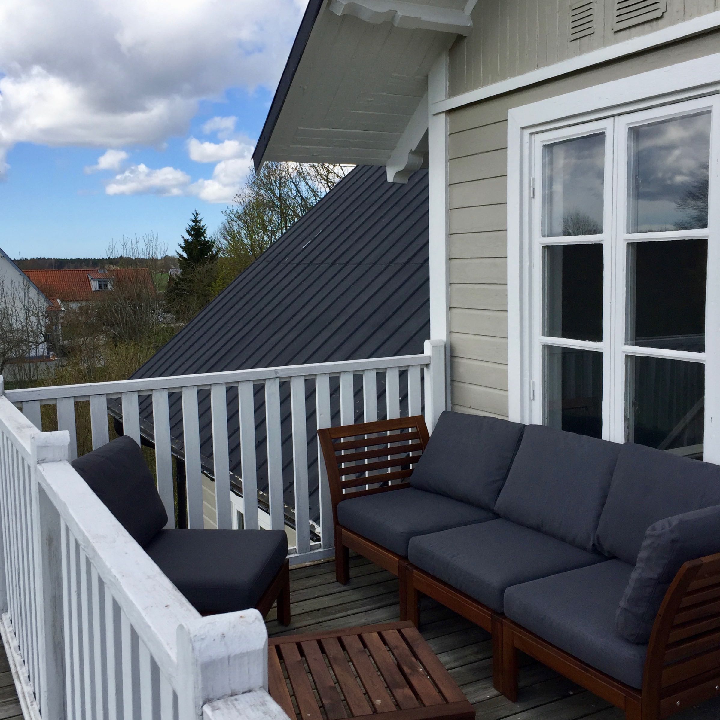 View of the balcony where we have late afternoon drinks at Three Pheasants