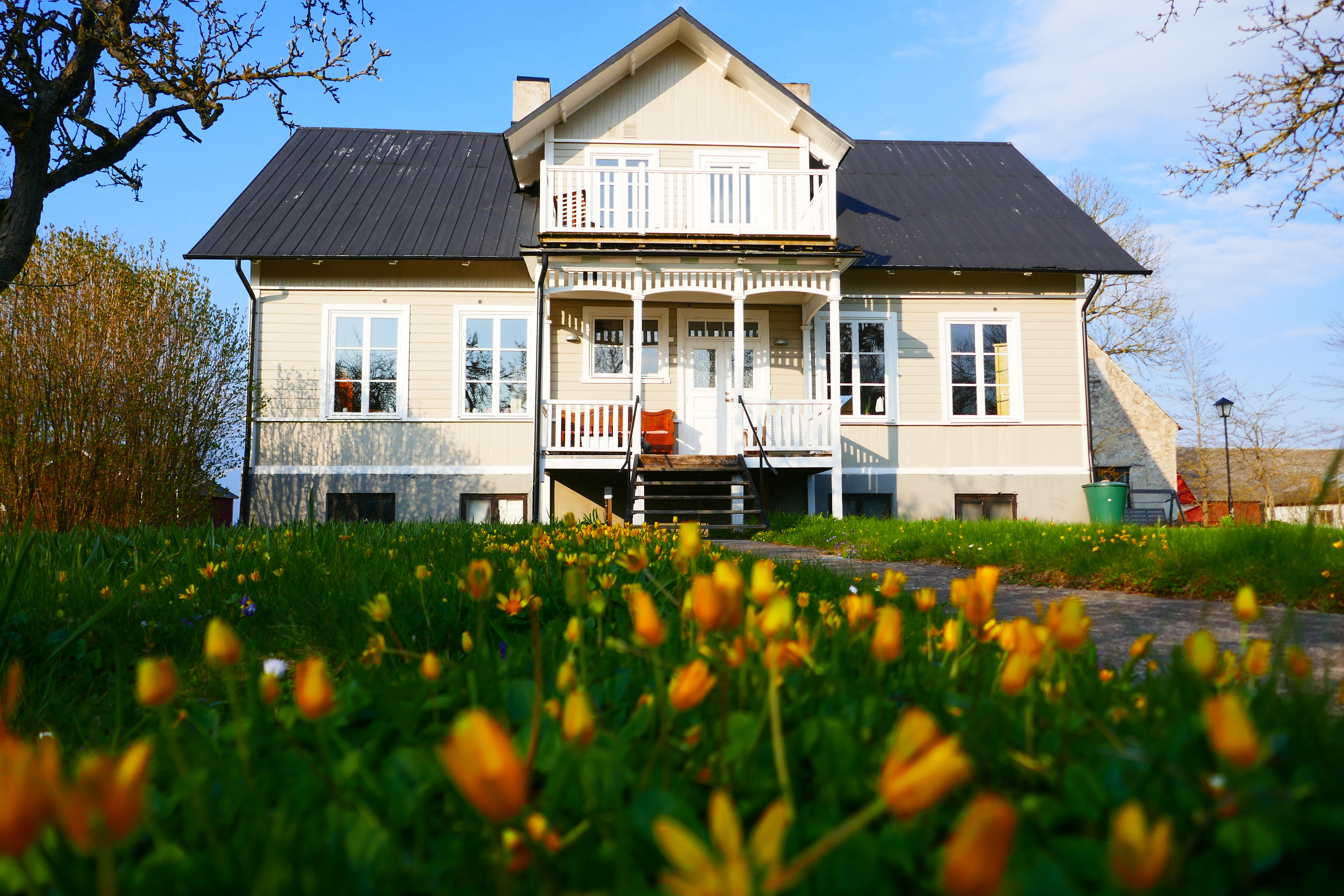 Three Pheasants main building in spring time Gotland, Sweden