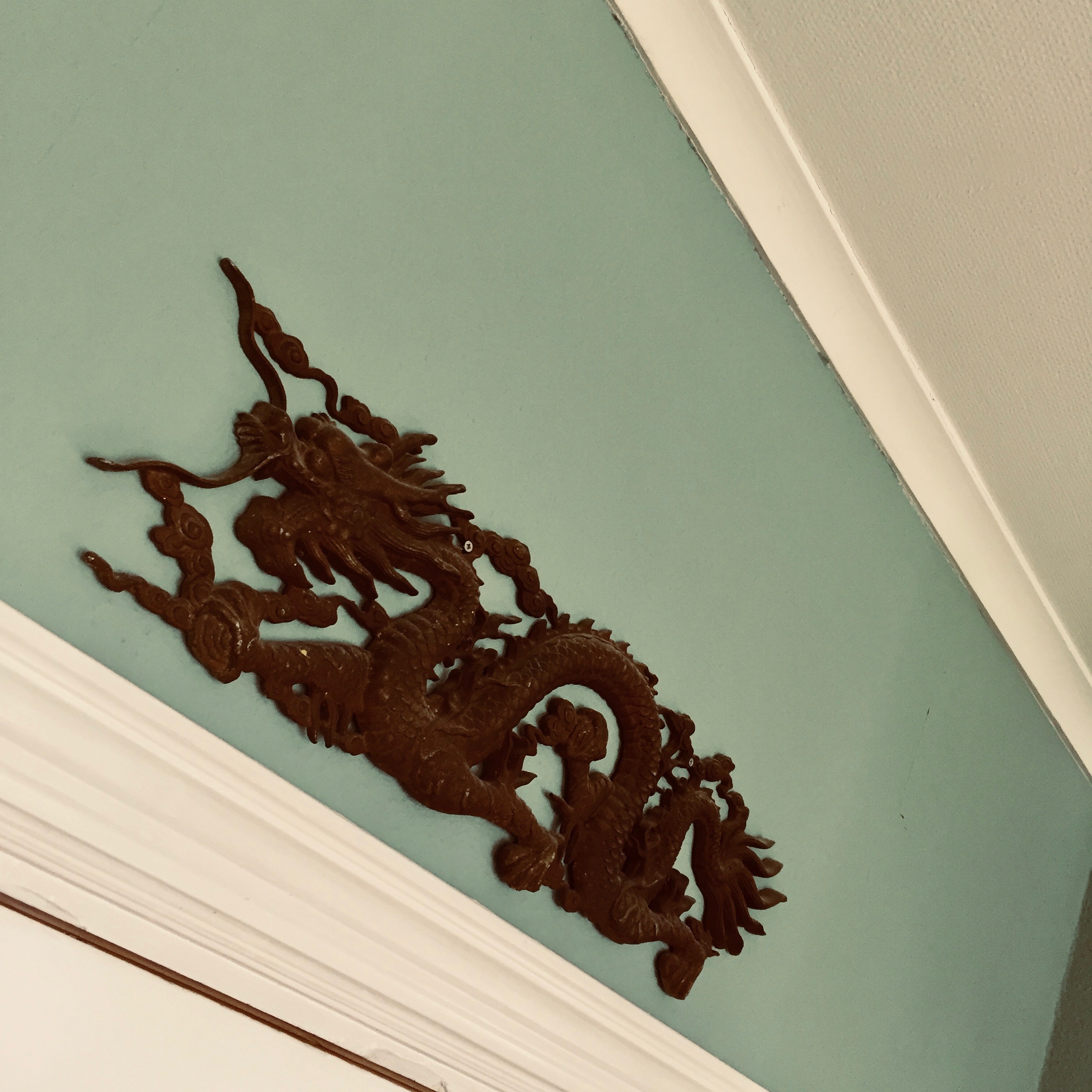 The Chinese dragon guarding our bed and breakfast in Ekeby