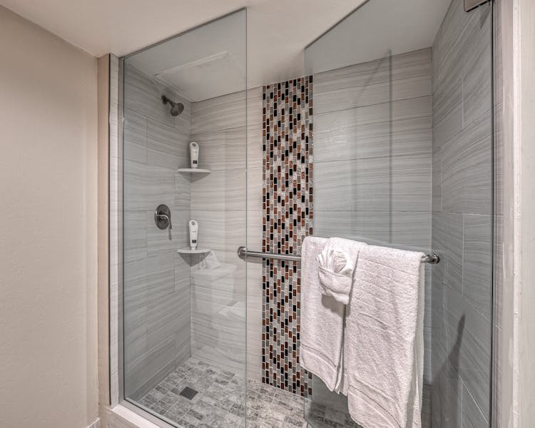 Standard guest bathroom with walk-in shower