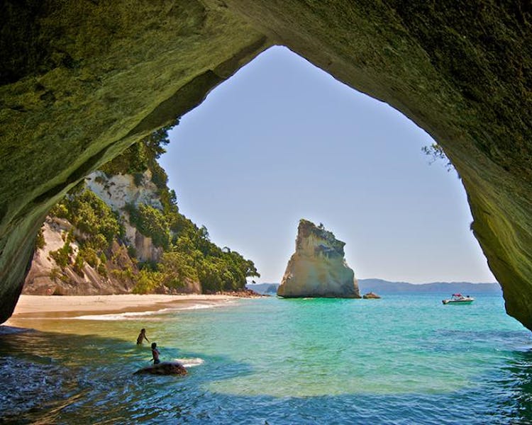 Cathedral Cove accessed by foot or by kayak and boat. The beautiful volcanic coast line is a must do in the Coromandel.