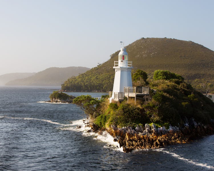 Bonnet Island in the entrance of Macquarie Harbour