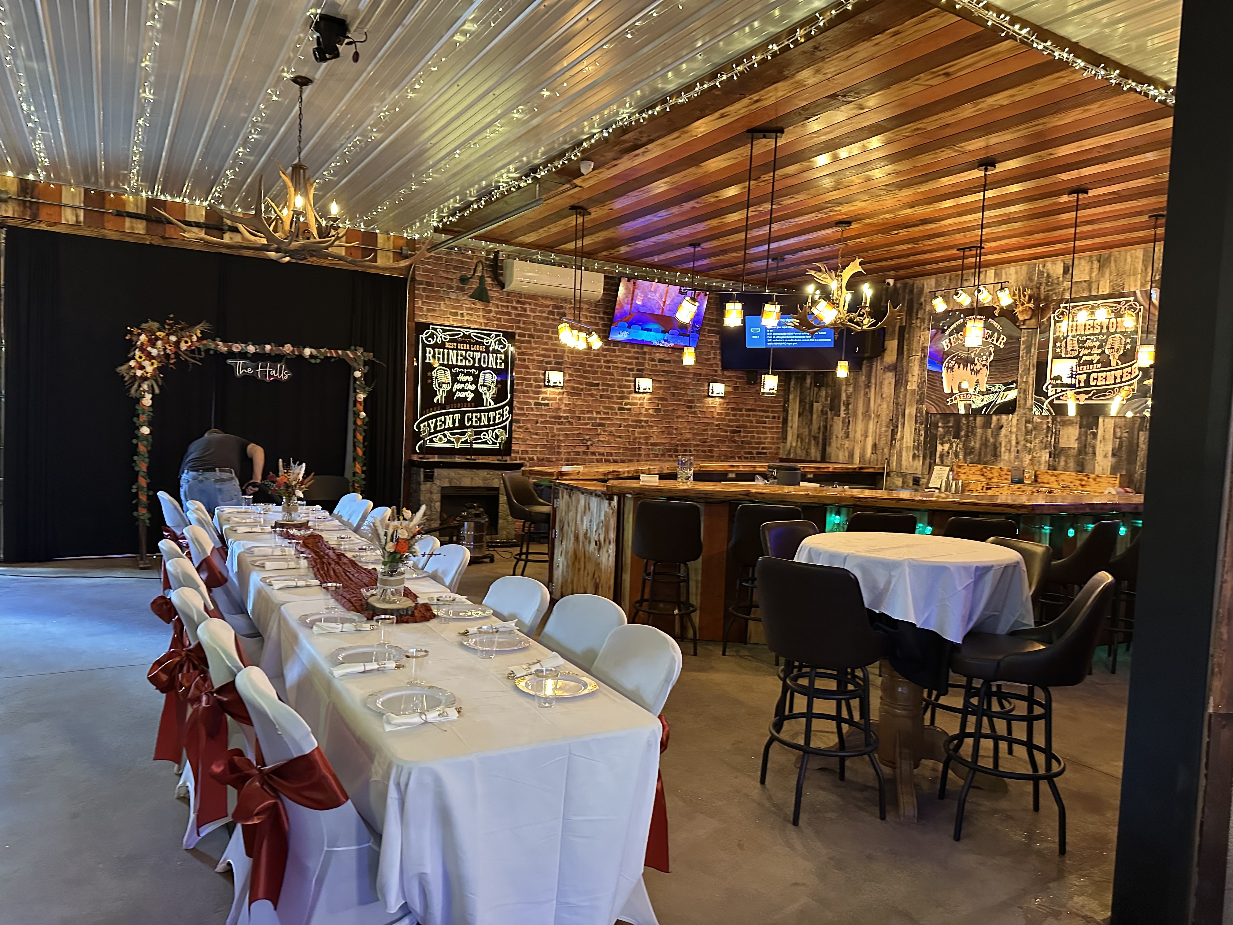 alt="The Rhinestone barroom at Best Bear Lodge & Campground in Irons Michigan"