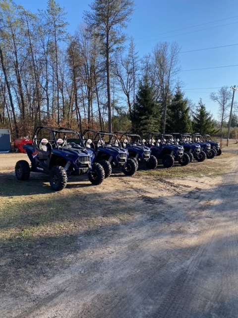 Polaris Adventures rental fleet at Best Bear Lodge & Campground Irons, Michigan