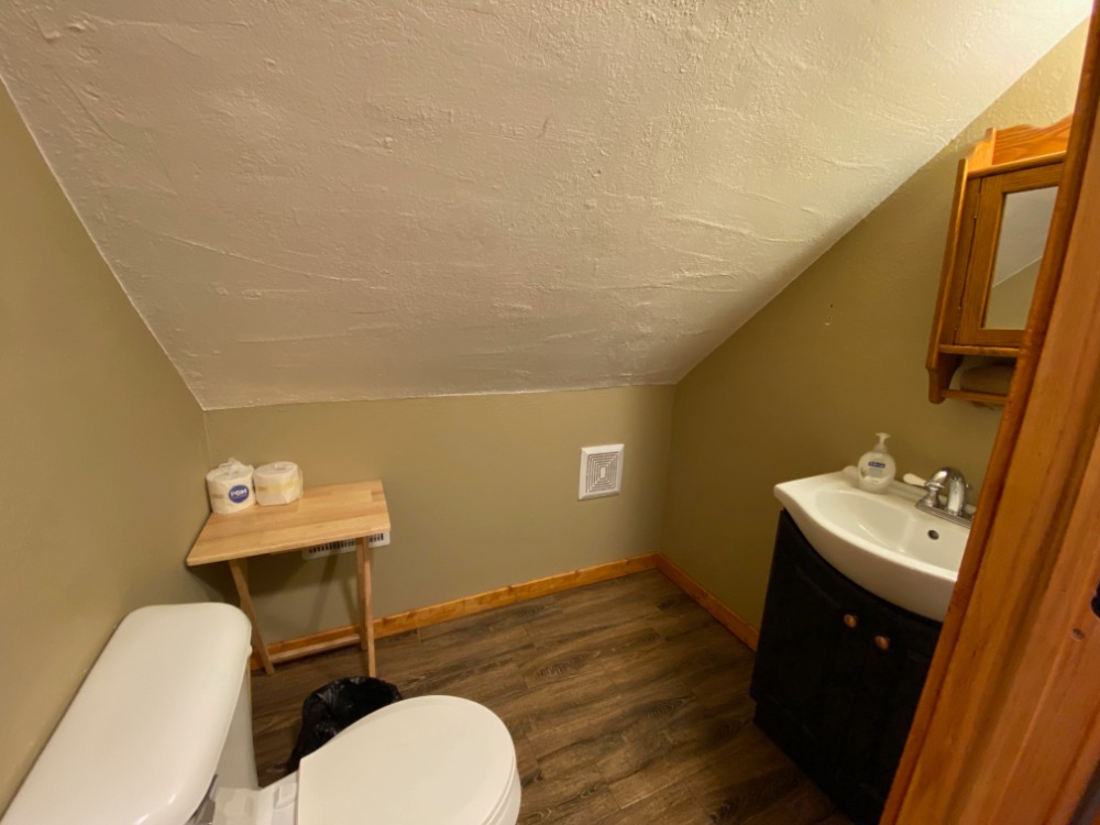 Lincoln Hills Cabin Half Bath at Best Bear Lodge & Campground. Irons, Michigan