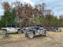 Muddy ORV rental fleet after a long day of riding at Best Bear Lodge & Campground on the Tin Cup Trail
