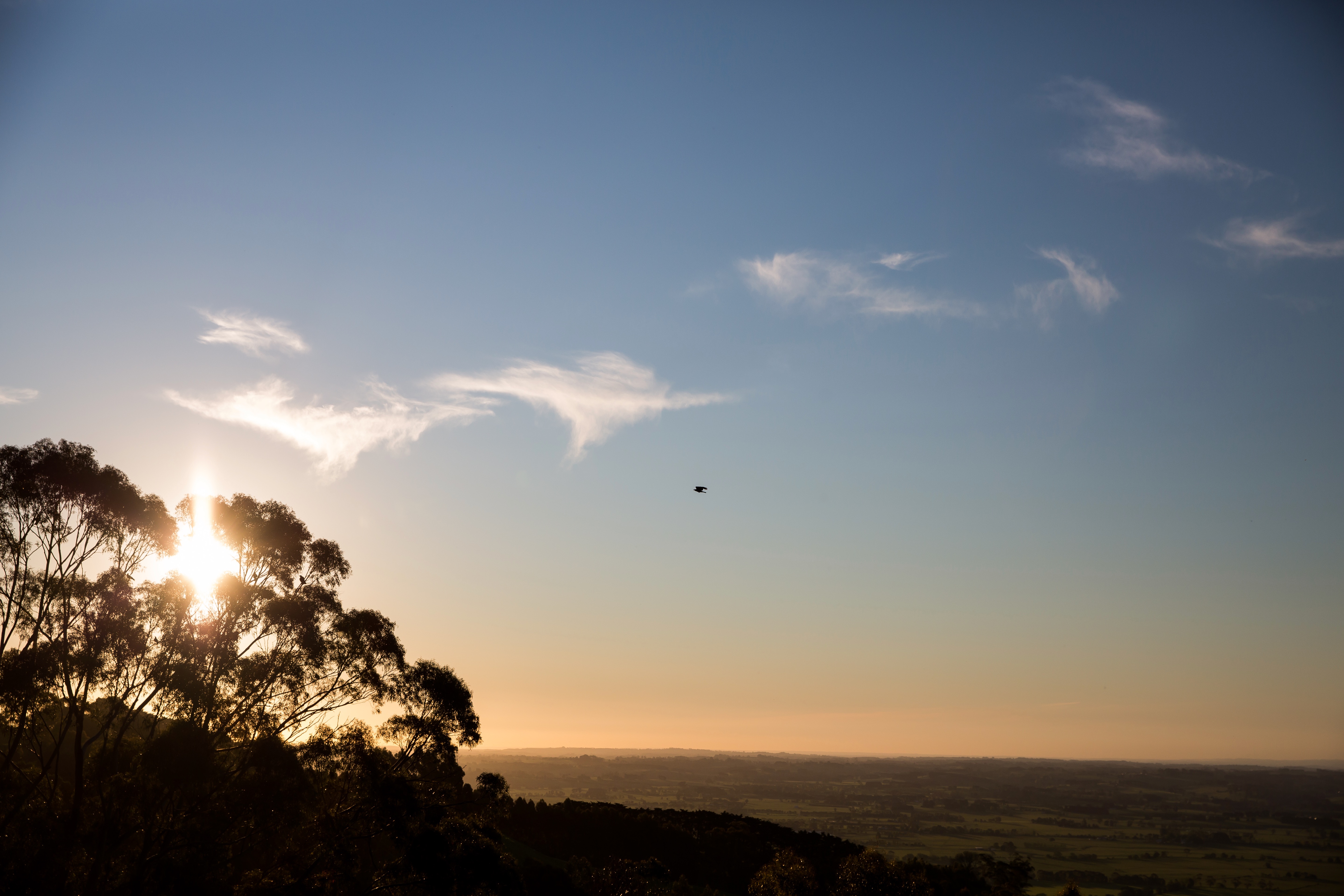 Spectacular sunset views from the Anderley cottages can be enjoyed year round
