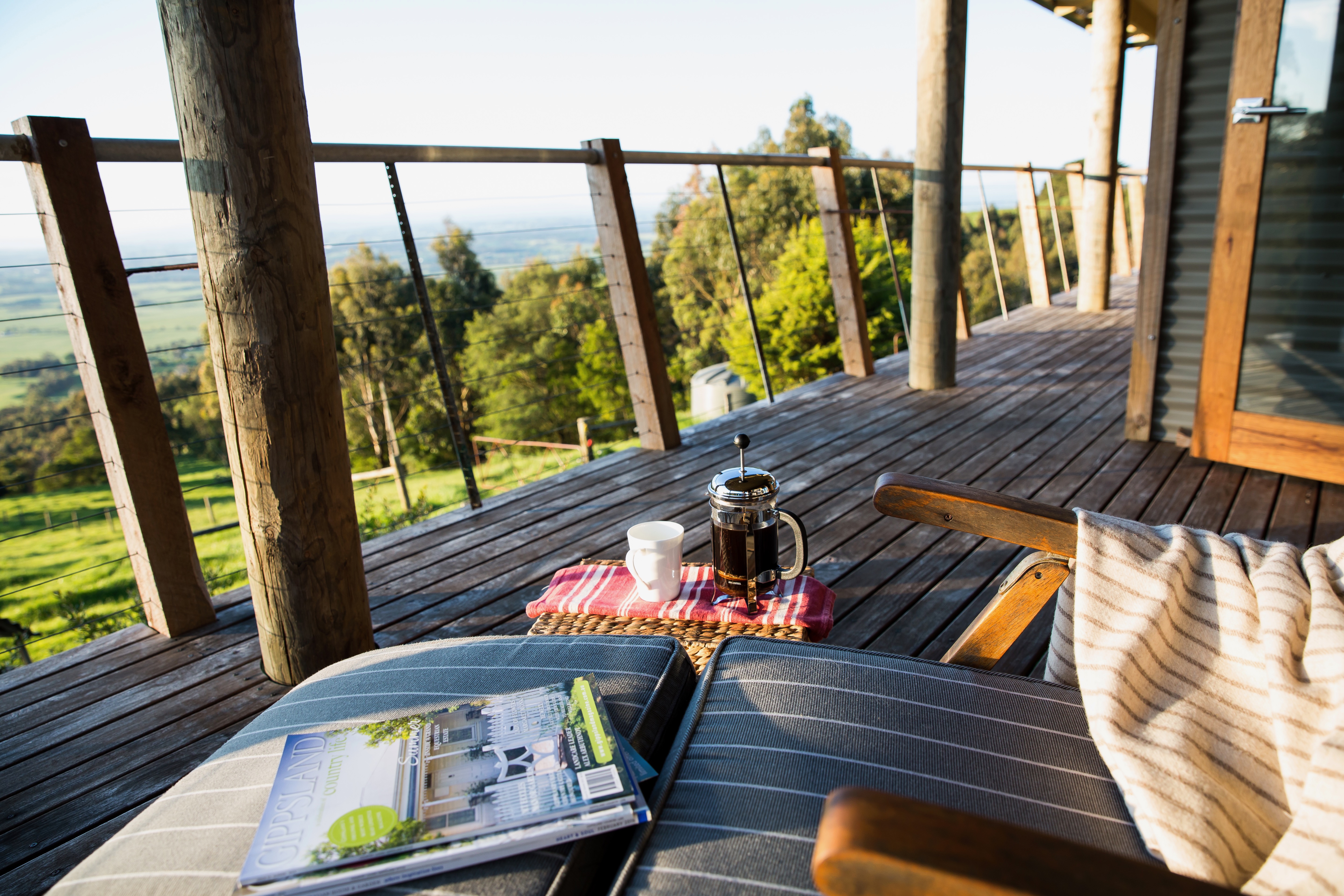 The wide deck of Tandara at Anderley is perfect to relax and recharge