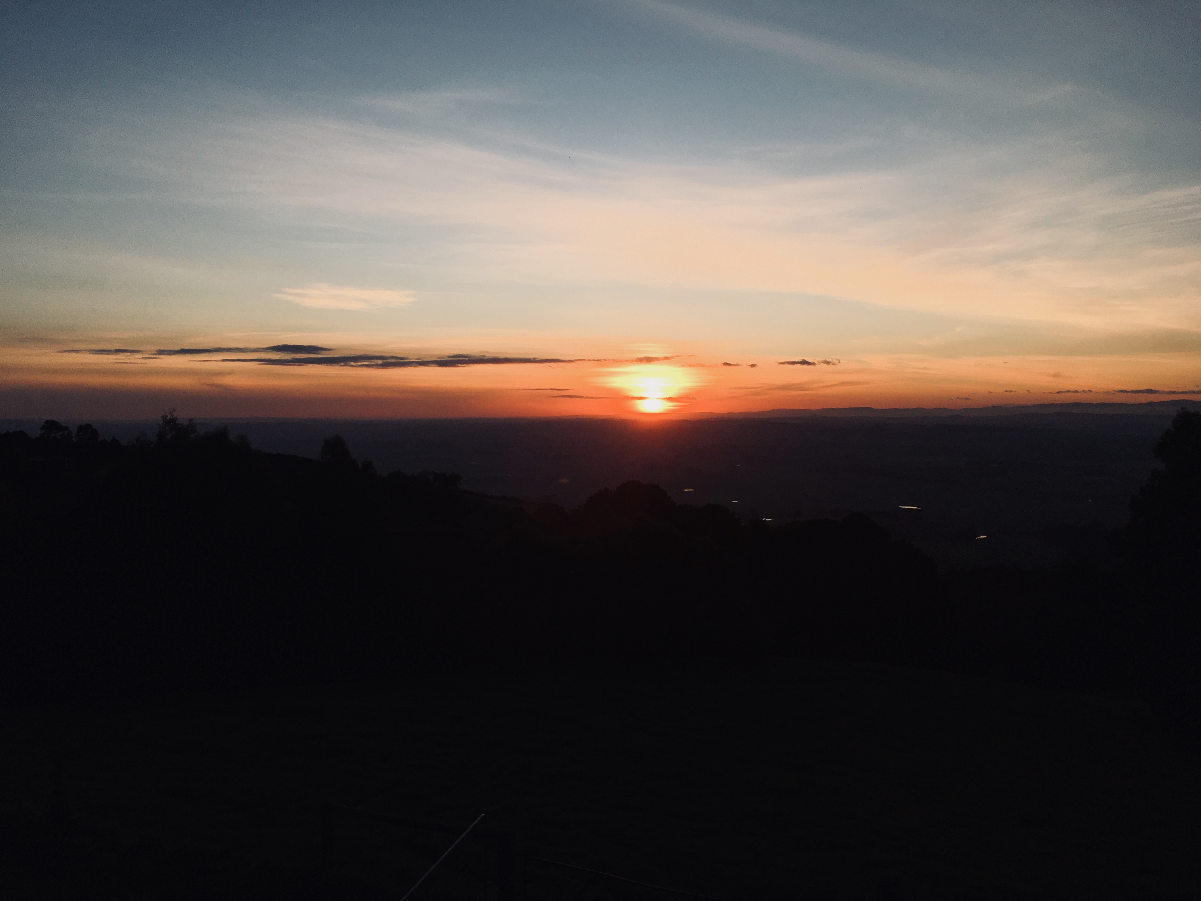 Sunset views at from Anderley cottages in Gippsland