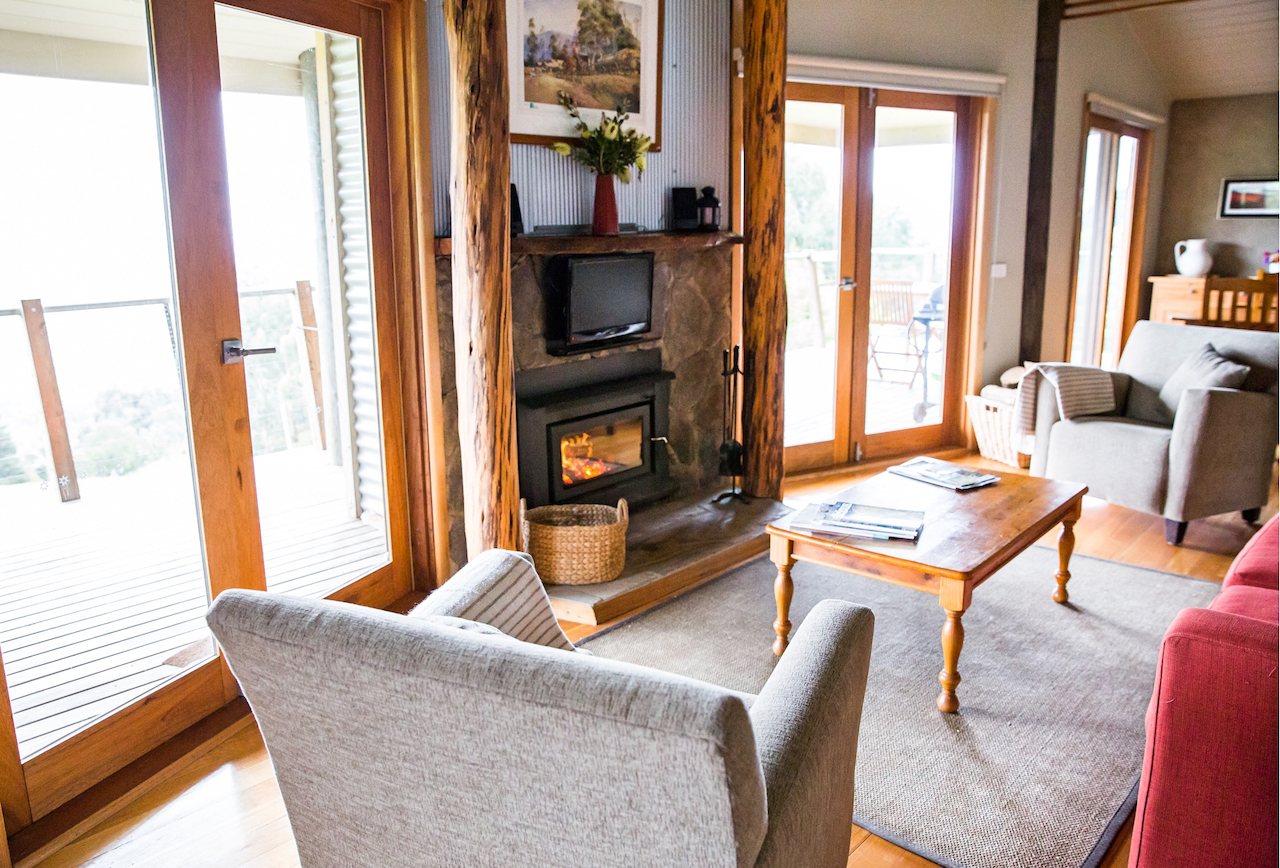 Cosy wood fire in Tandara Cottage Anderley