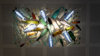Artistic lighting feature with bottles