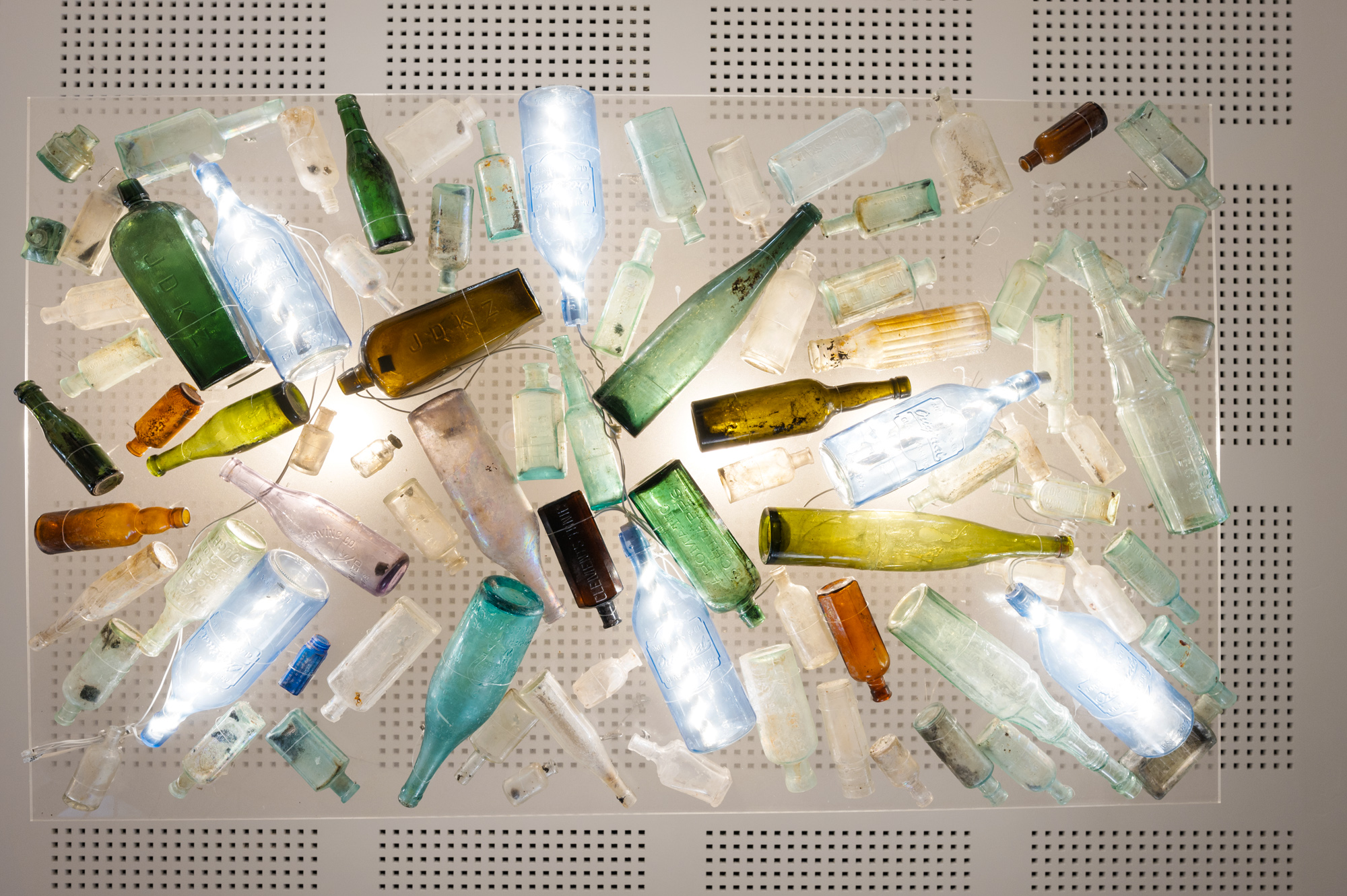 Decorative glass bottles in Kal Brew Co Restaurant